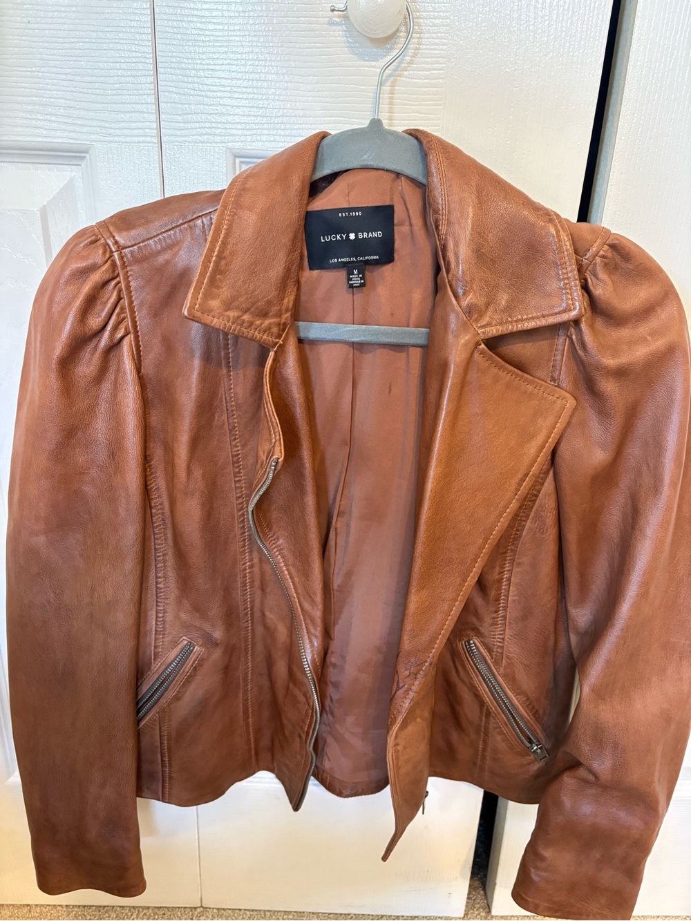 Lucky Brand Leather Jacket in Cognac Brown